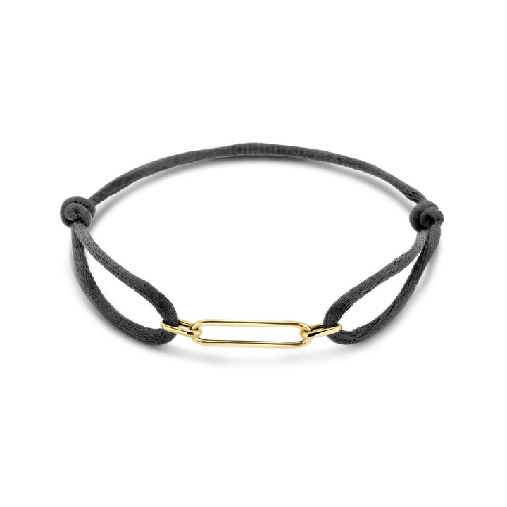 bracelet satin 14K gold with rubber/nylon/leather