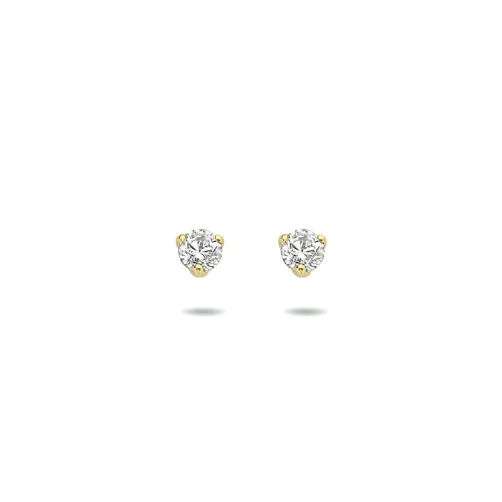 ear studs zirconia 14K yellow gold