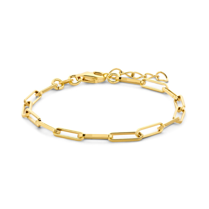 bracelet paper clip square tube 3.0 mm 15.5 + 2.5 cm 3 micron silver gold plated (yellow)
