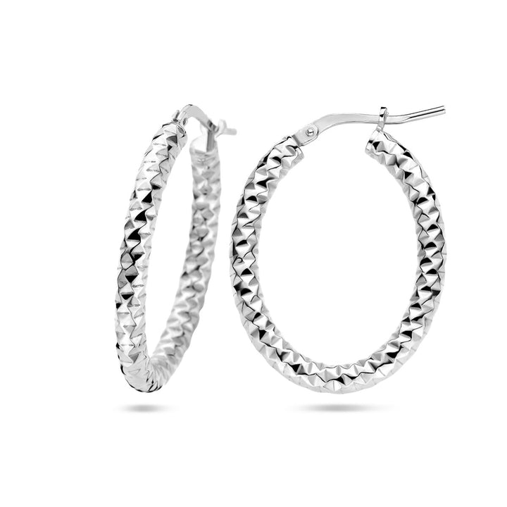 earrings 3.0 mm round tube diamond-plated silver rhodium-plated