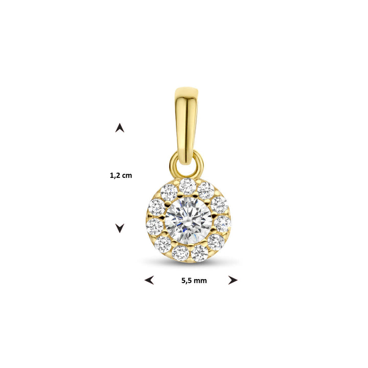 pendant zirconia halo 14K yellow gold