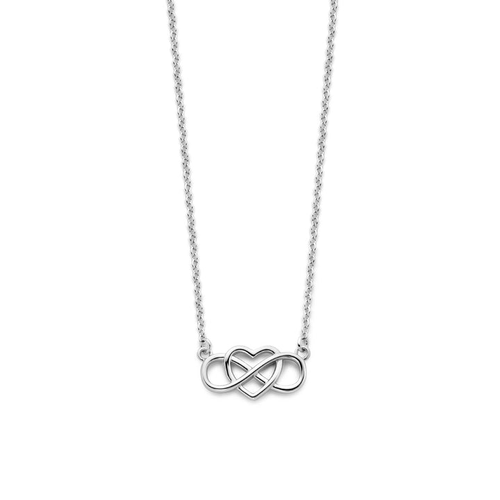 necklace heart and infinity 42 + 3 cm silver rhodium plated