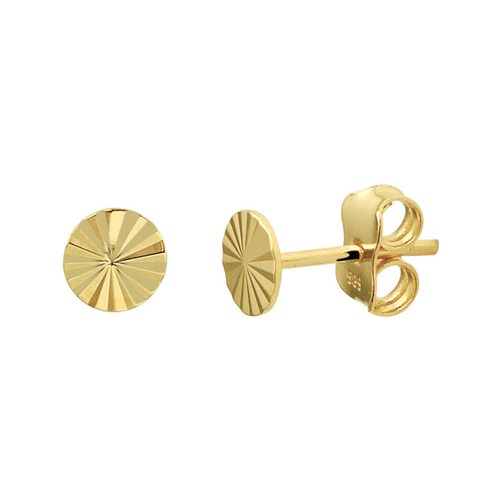 ear studs round diamond-plated 14K yellow gold
