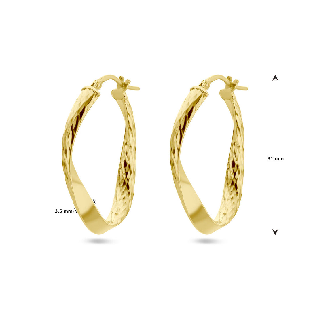 earrings diamond-plated 1 micron silver gold-plated (yellow)