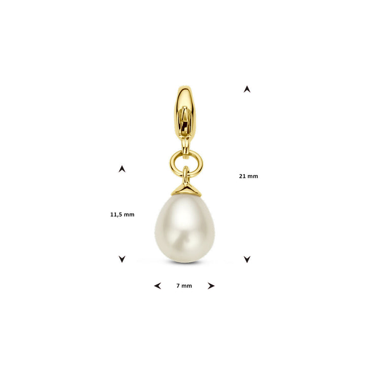 lock charm pearl 14K yellow gold