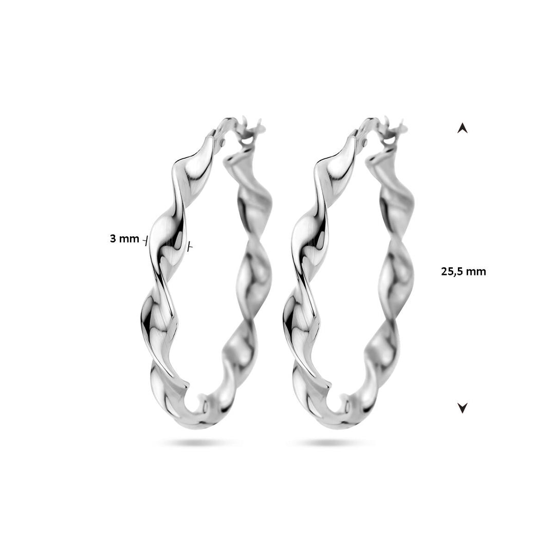 earrings twisted silver rhodium plated