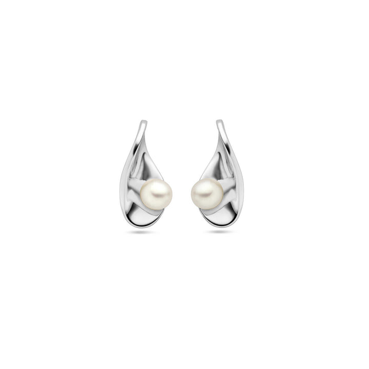 ear studs pearl silver rhodium plated