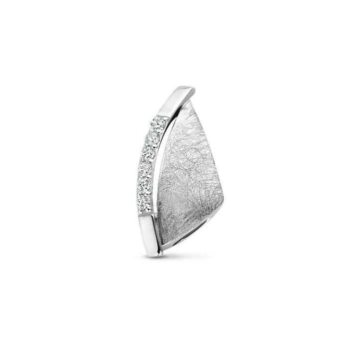 pendant zirconia scratched silver rhodium plated