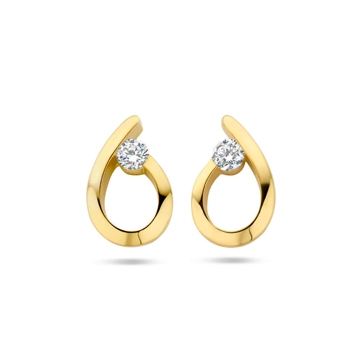 ear studs drop zirconia 14K yellow gold