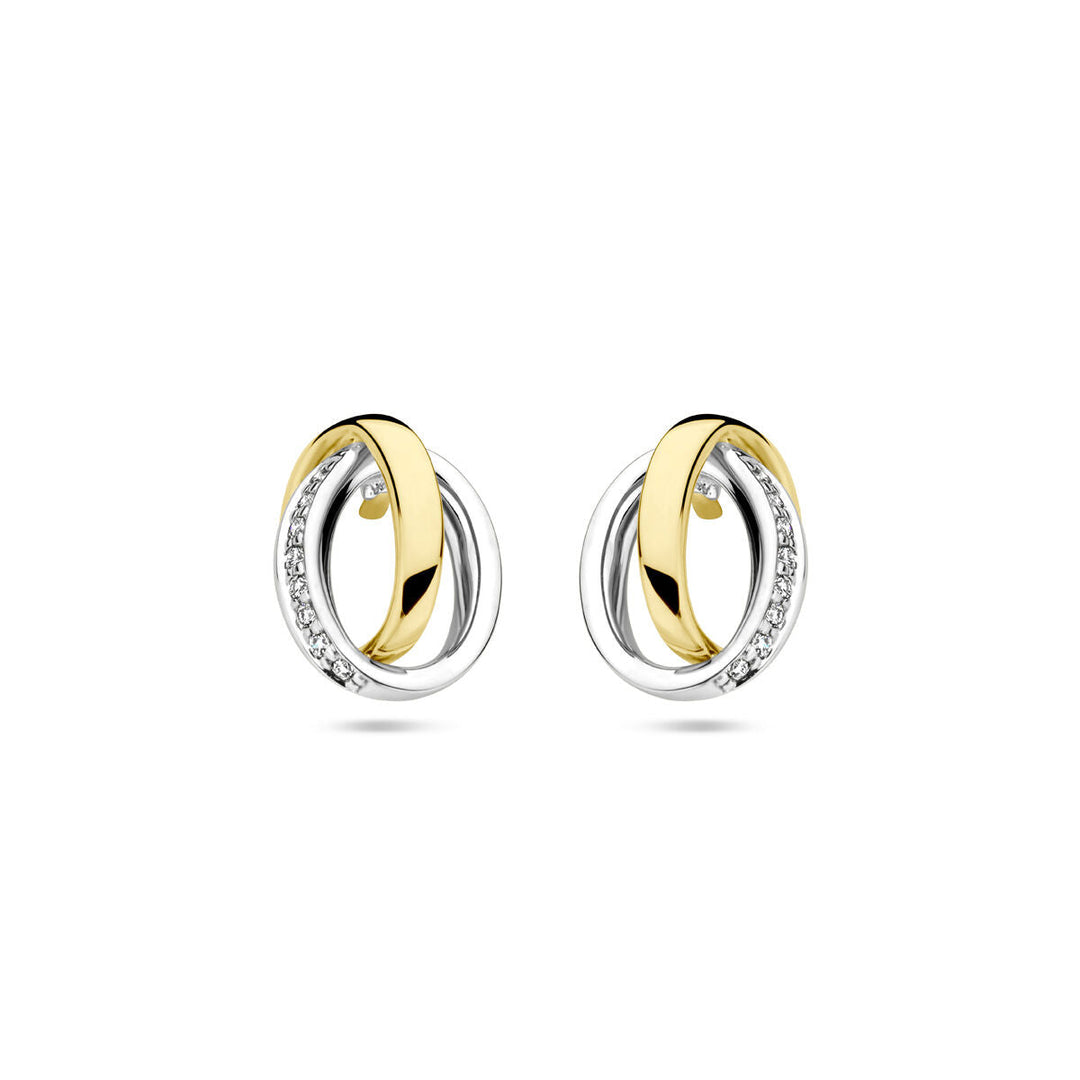 ear studs diamond 0.05ct (2x 0.025ct) h si 14K bicolor gold yellow/white