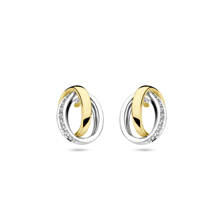 ear studs diamond 0.05ct (2x 0.025ct) h si 14K bicolor gold yellow/white