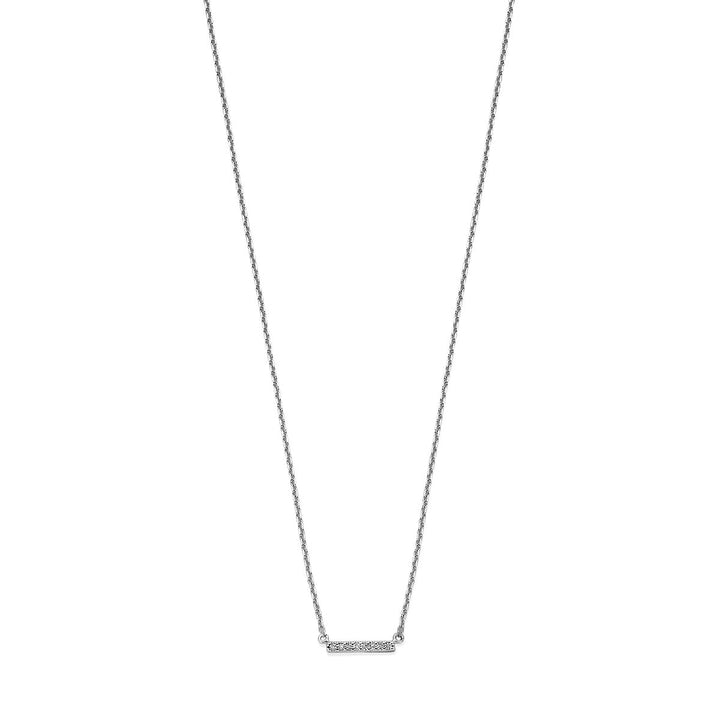 Gold ladies necklace bar diamond 14K white gold