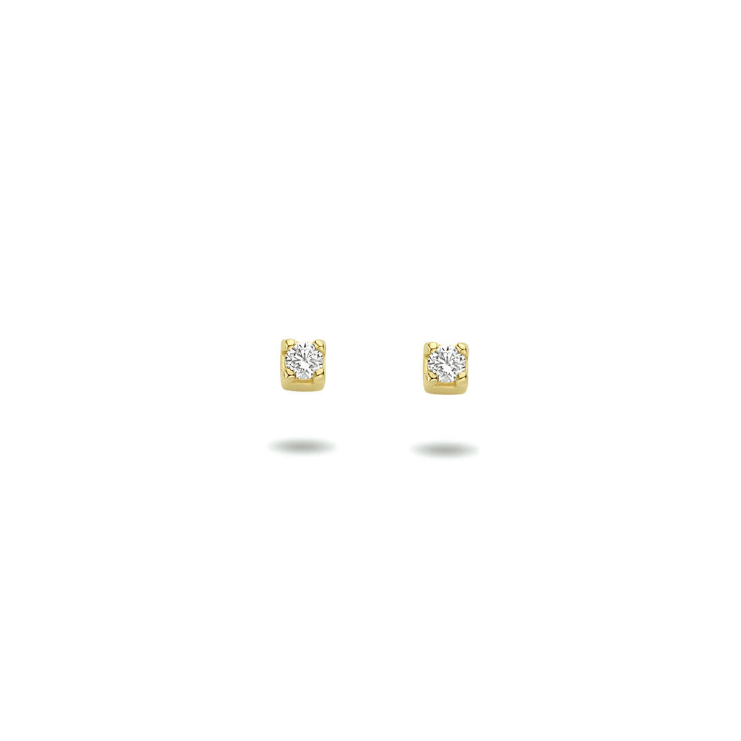 oorknoppen zirkonia 14K geelgoud