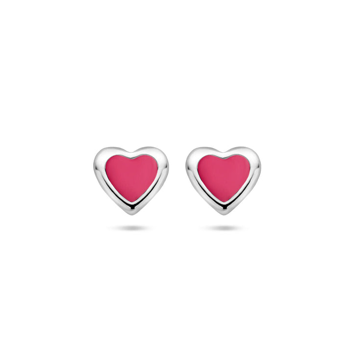ear studs heart silver rhodium plated
