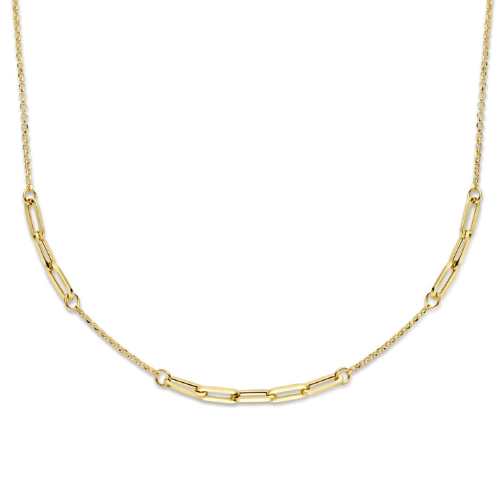 combination necklace jasseron and paper clip 3.5 mm 42 + 2 cm 14K yellow gold