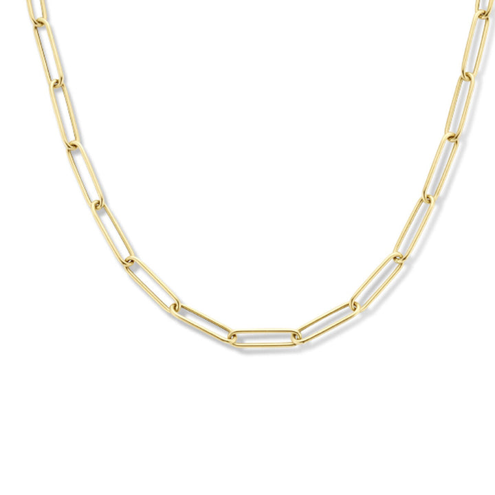 necklace paper clip round tube 4.0 mm 45 cm with large spring clasp 14K yellow gold