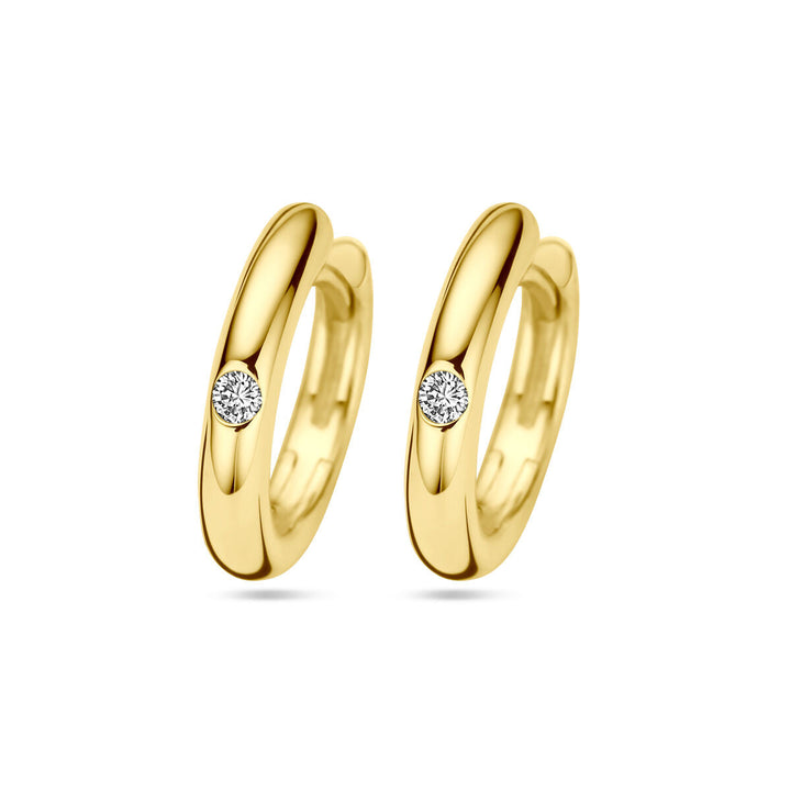 drop earrings diamond 0.04ct (2x 0.02ct) h si 14K yellow gold
