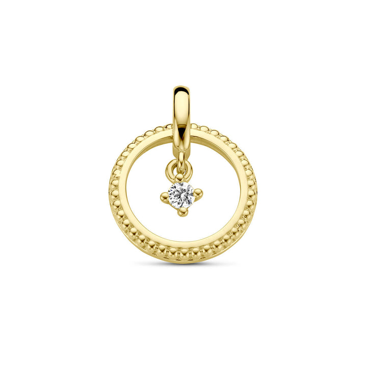 pendant circle diamond 0.06ct h si 14K yellow gold