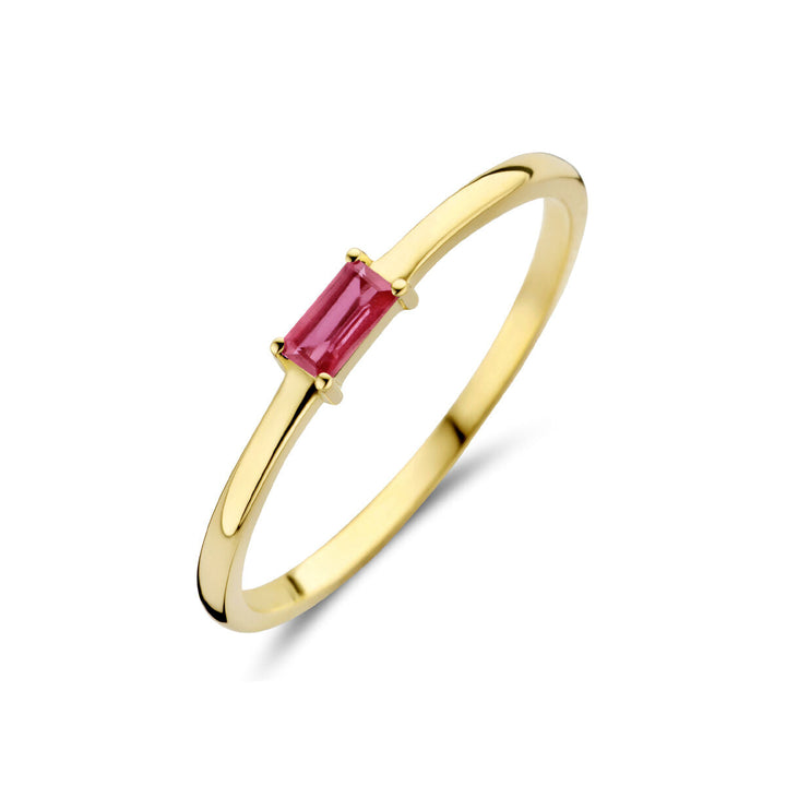 ring with birthstone ruby ​​July 14K yellow gold