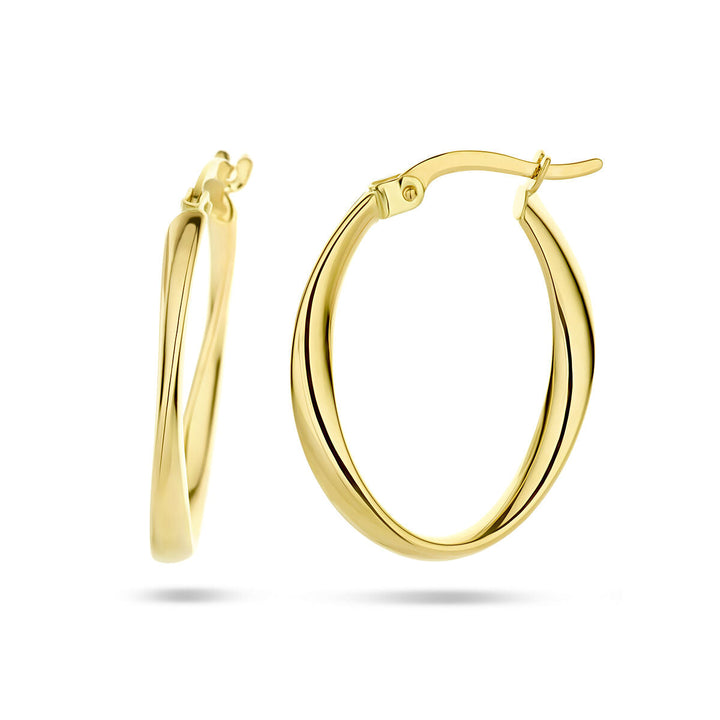 earrings oval twisted tube 14K yellow gold