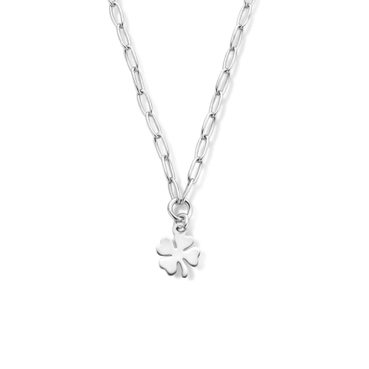 necklace clover 40 + 5 cm silver rhodium plated
