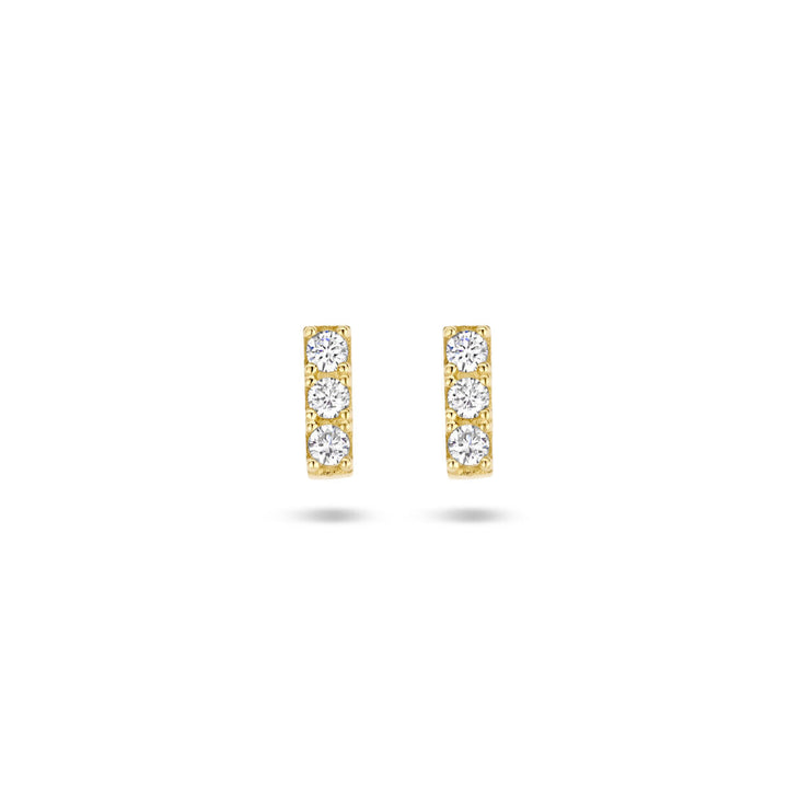 ear studs zirconia 14K yellow gold