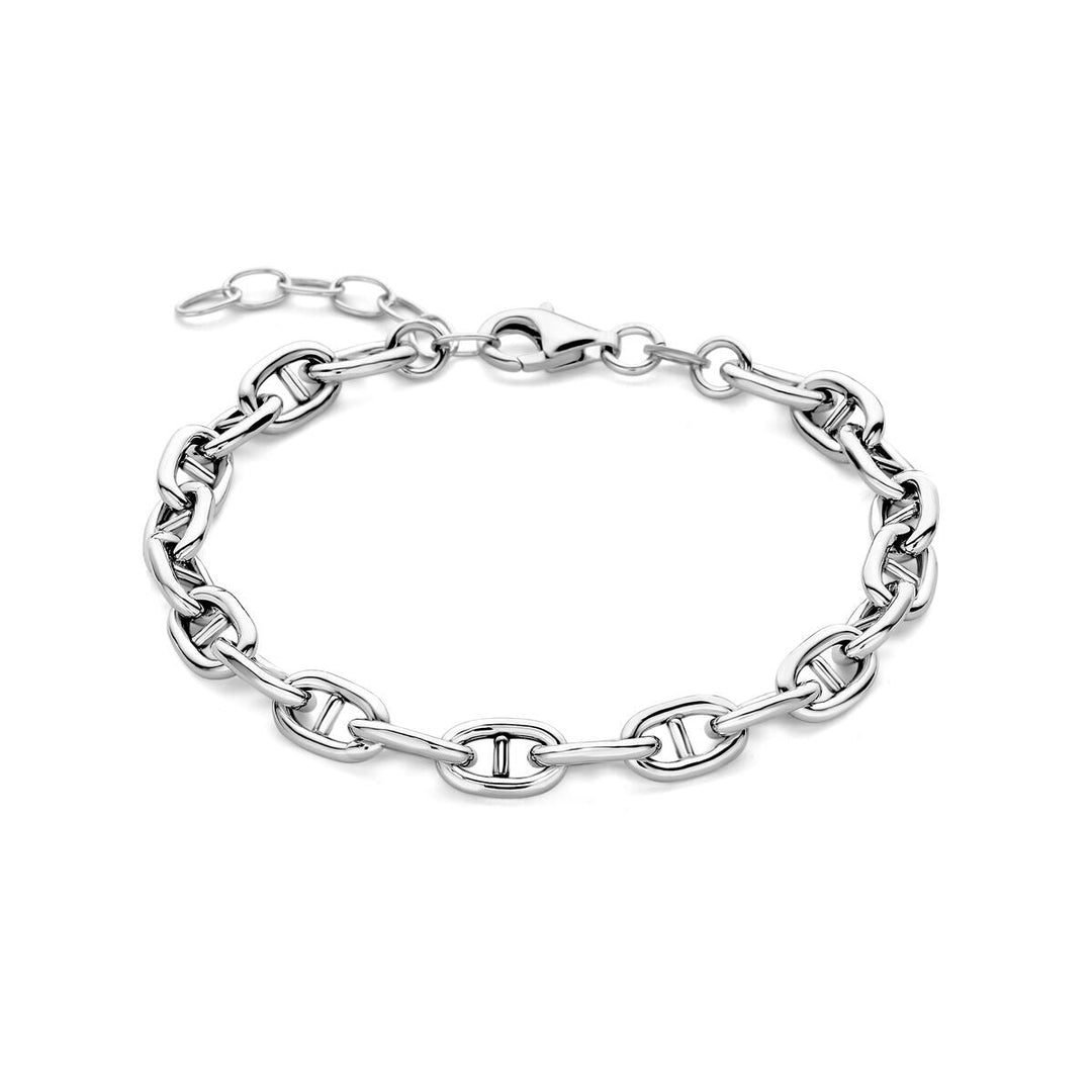 bracelet navy round tube 6.0 mm 16 + 3 cm silver rhodium plated