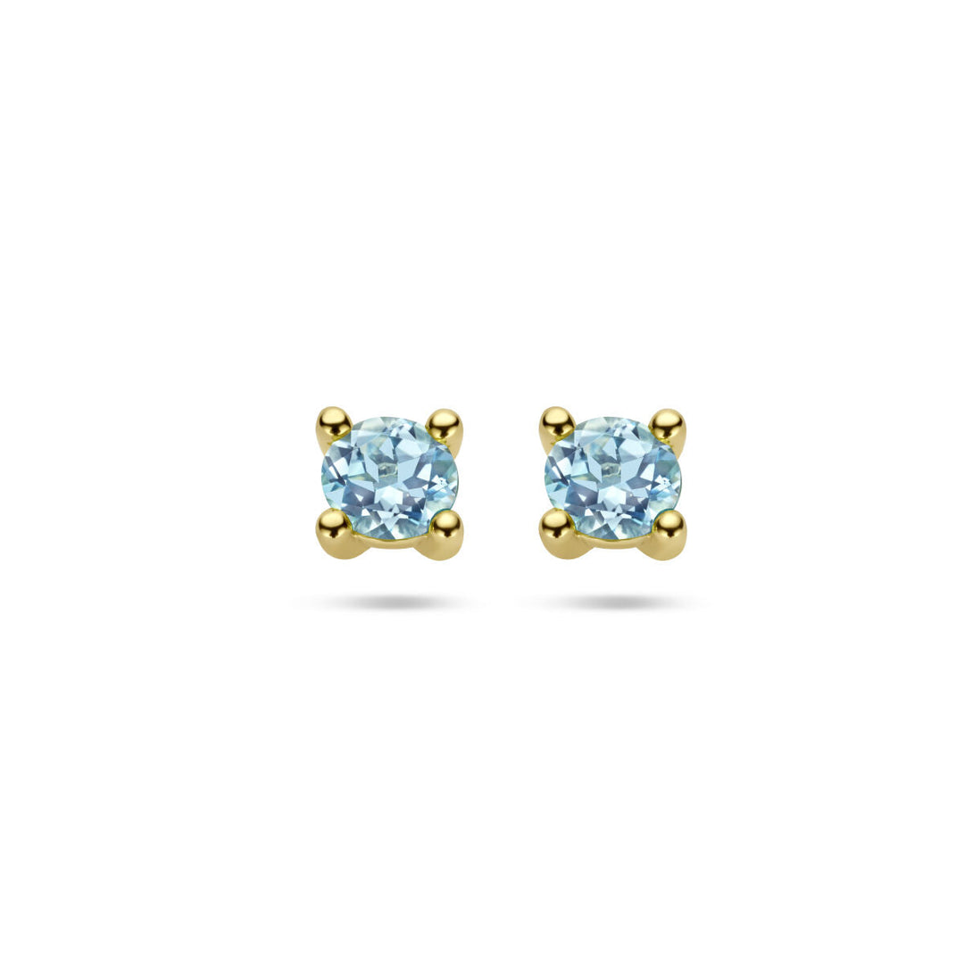 ear studs blue topaz 14K yellow gold
