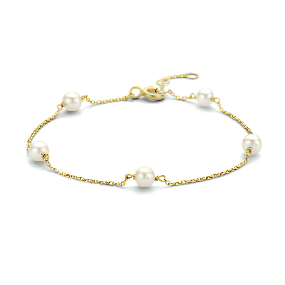 Gold bracelet ladies pearl 14K