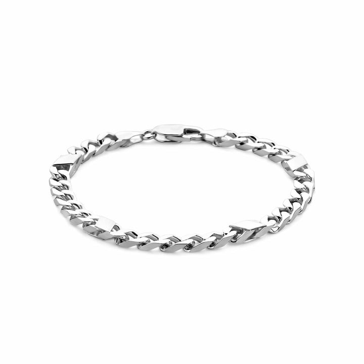 Silver bracelet men's gourmette with spacer 5.8 mm