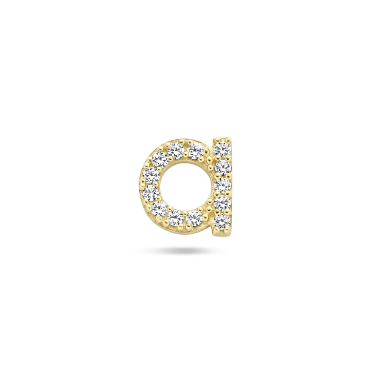 ear stud letter zirconia per piece silver rhodium plated