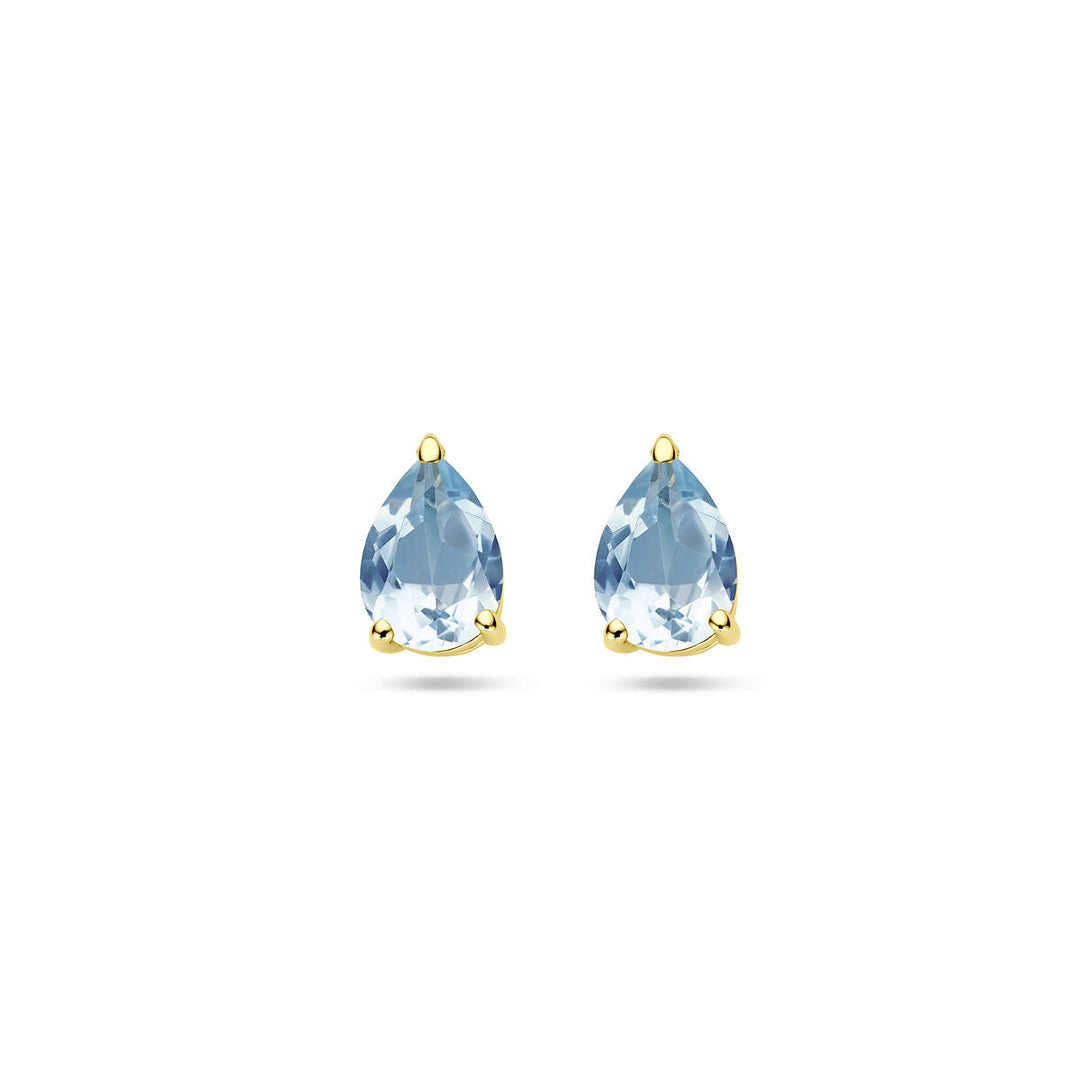 oorknoppen blauw topaas 14K geelgoud