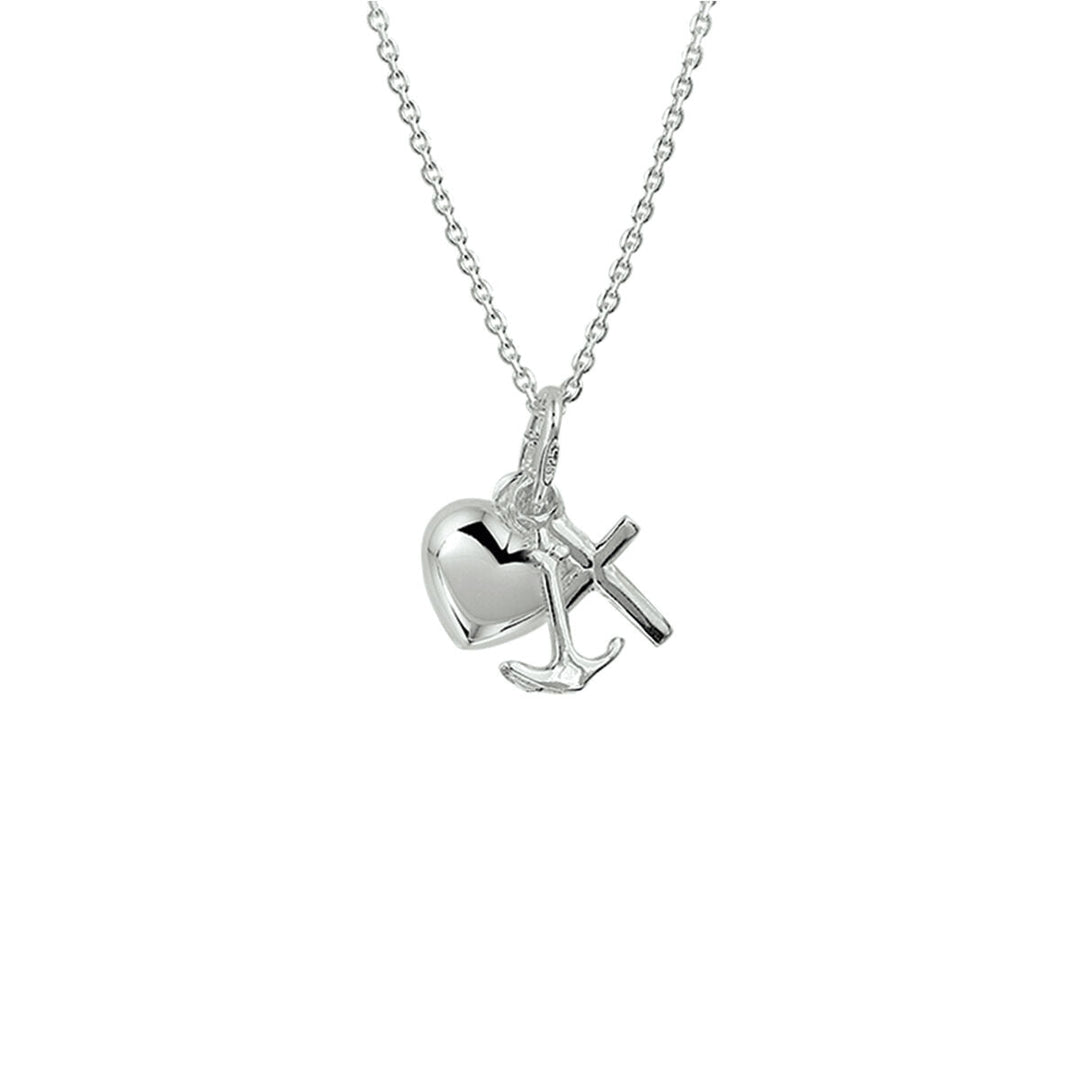 collier geloof, hoop en liefde 41 + 4 cm zilver wit
