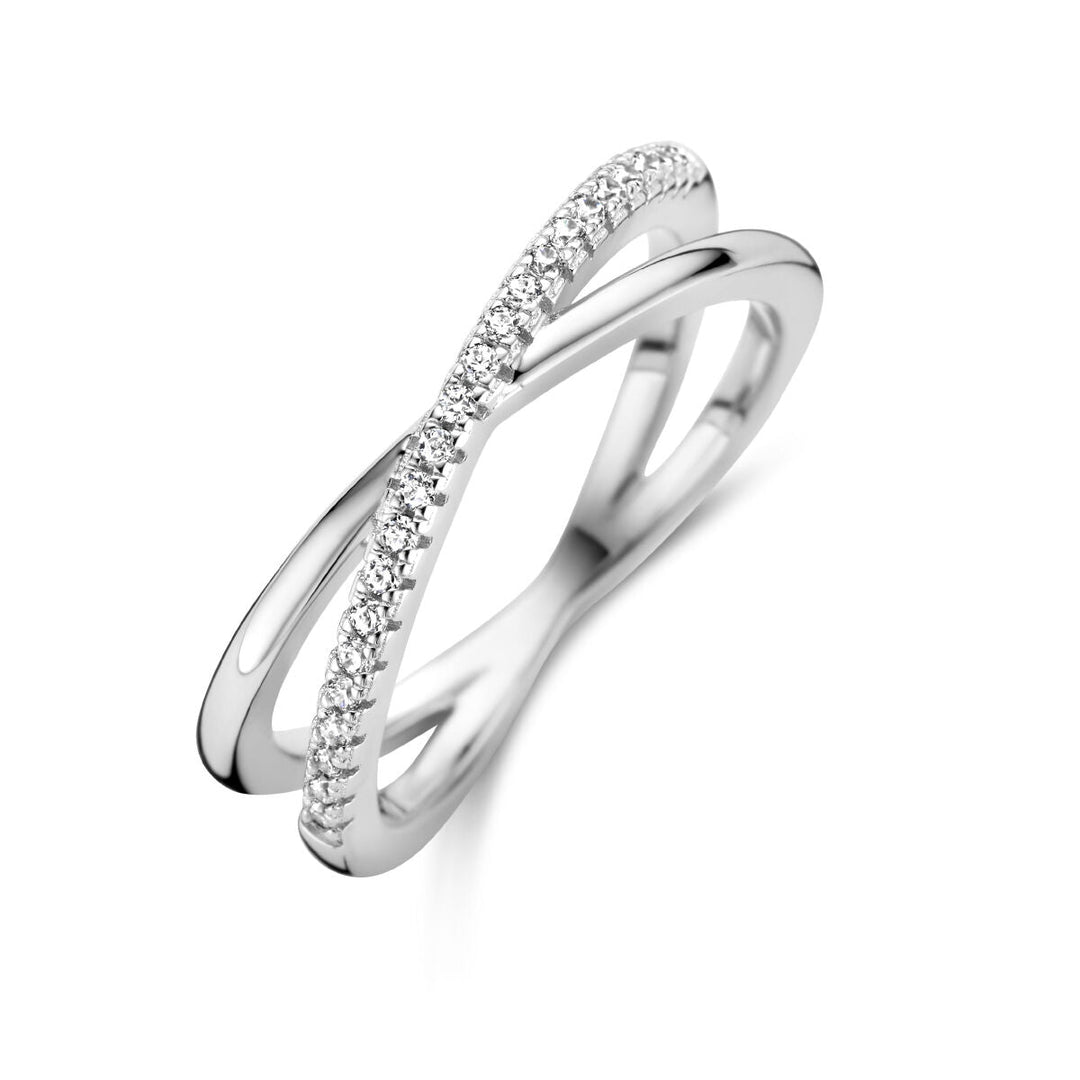 ring zirconia silver rhodium plated