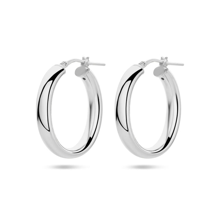 earrings half round tube silver rhodium plated