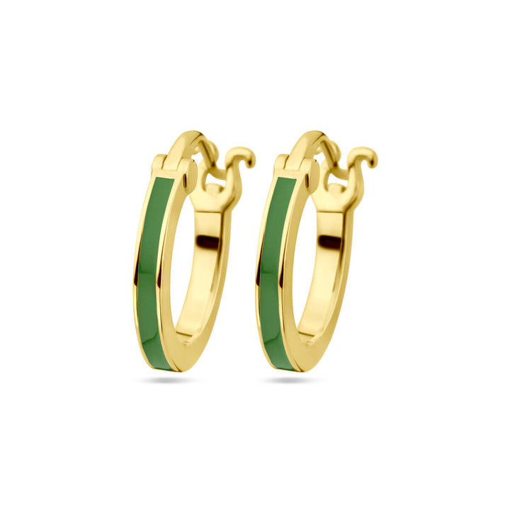 earrings green enamel 1 micron silver gold plated (yellow)