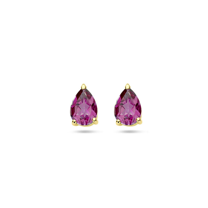 ear studs pink topaz 14K yellow gold