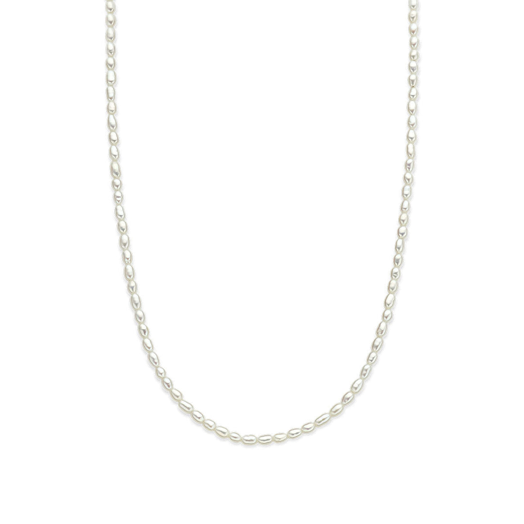 Zilveren ketting dames parels gerhodineerd