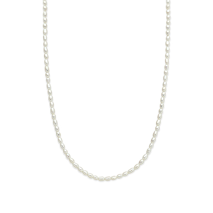 Zilveren ketting dames parels gerhodineerd