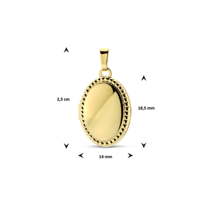 medaillon ovaal bolletjes 14K geelgoud