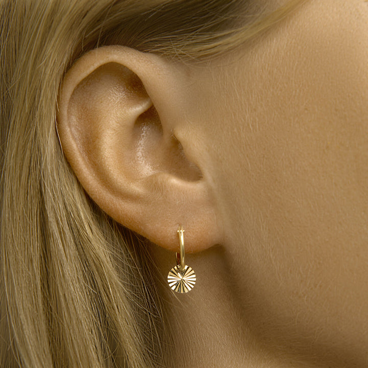 round earrings diamond-plated 14K yellow gold
