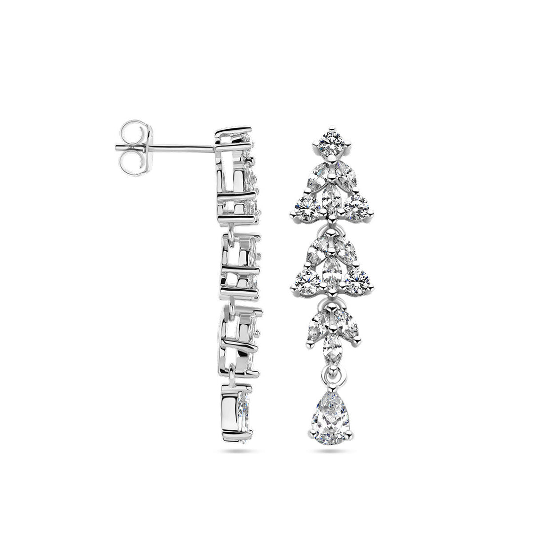 earrings zirconia silver rhodium plated