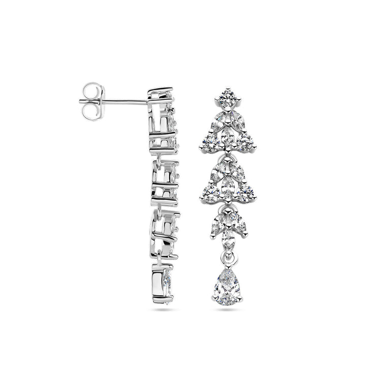 earrings zirconia silver rhodium plated