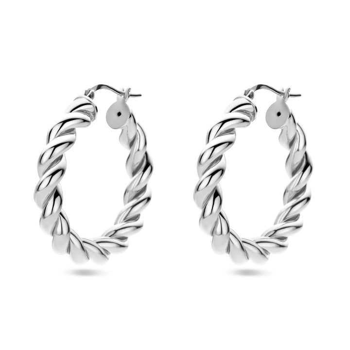 earrings twisted silver rhodium plated
