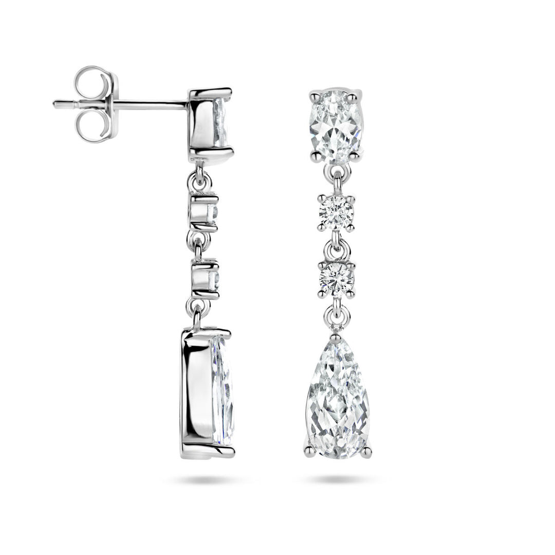 earrings zirconia silver rhodium plated