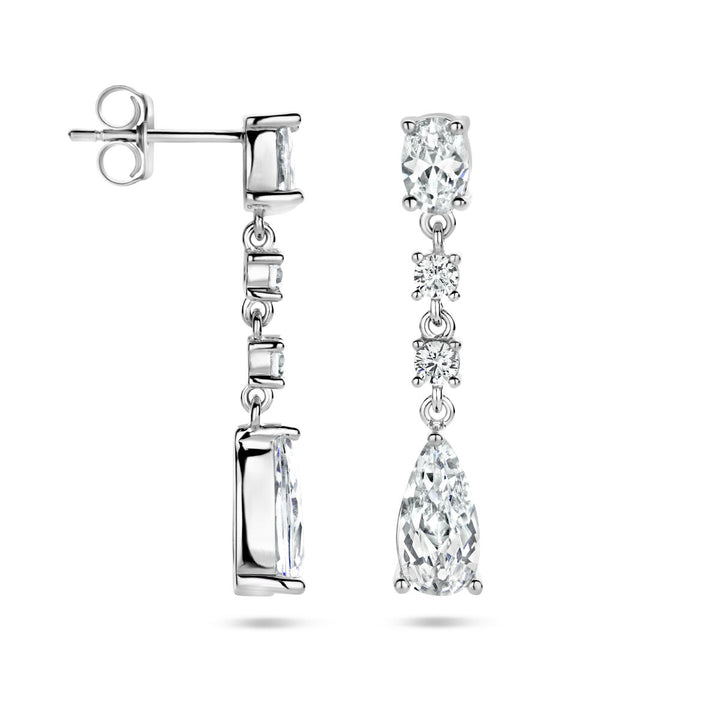 earrings zirconia silver rhodium plated