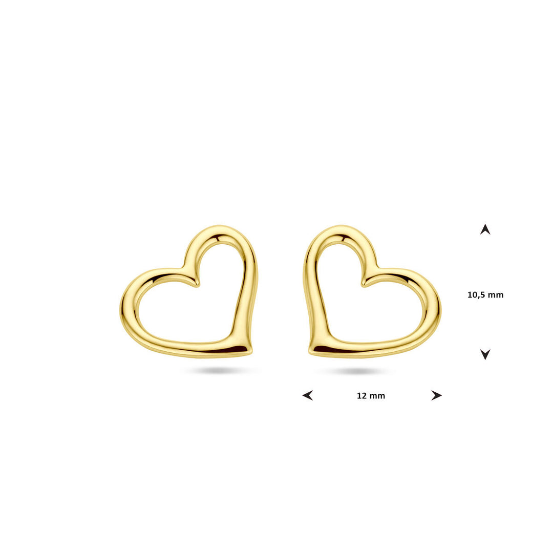 ear studs heart 1 micron silver gold plated (yellow)
