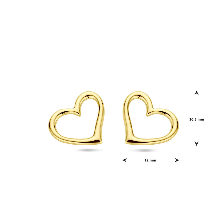 ear studs heart 1 micron silver gold plated (yellow)