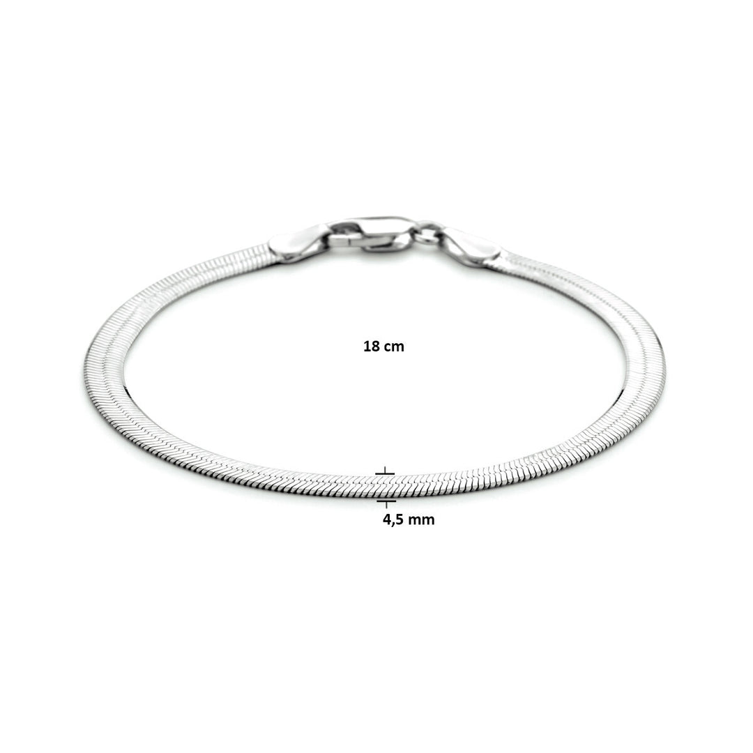 bracelet flat 4.5 mm silver rhodium plated