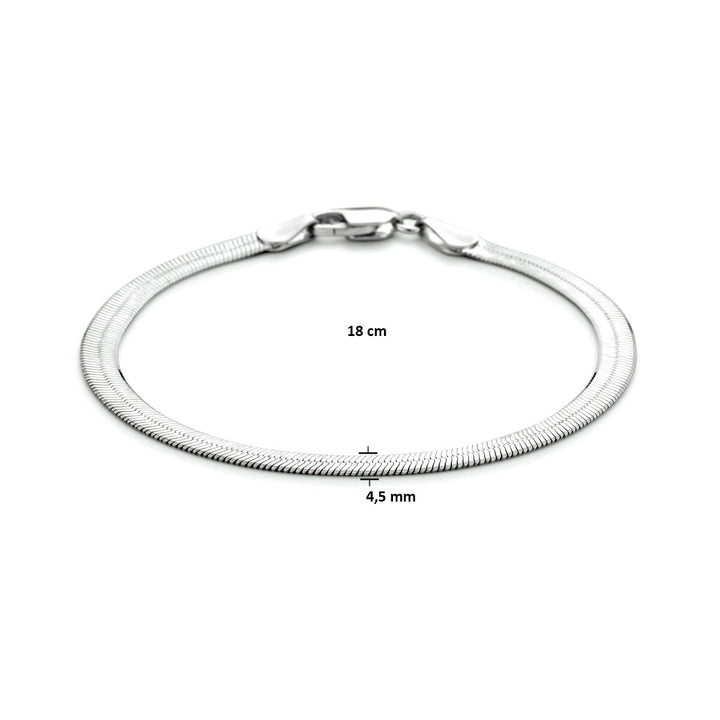 bracelet flat 4.5 mm silver rhodium plated